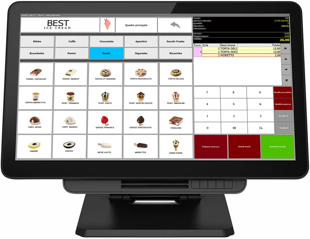 Gestionale per bar e take-away su cassa touch